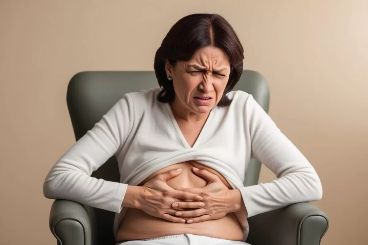 Pessoa com dor abdominal, representando os desconfortos do SII.