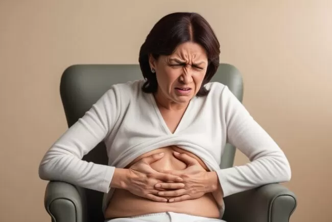 Pessoa com dor abdominal, representando os desconfortos do SII.