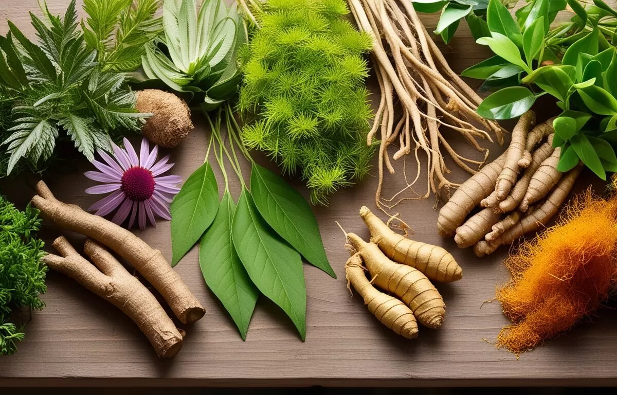 uma variedade de super ervas