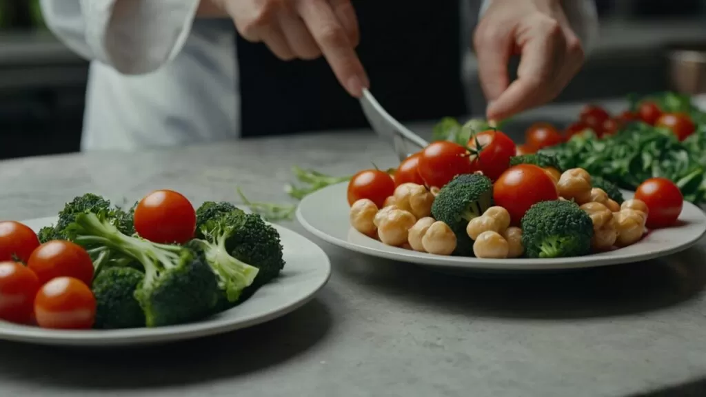 Top 6 Alimentos Ricos em Proteínas Vegetais (e Como Usá-los nas Refeições) Mãos segurando um prato cheio de legumes com raios de sol e pessoas celebrando a saúde