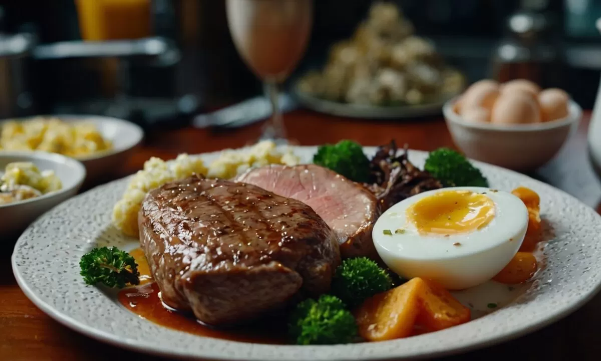 Prato com diversos alimentos ricos em vitamina B12