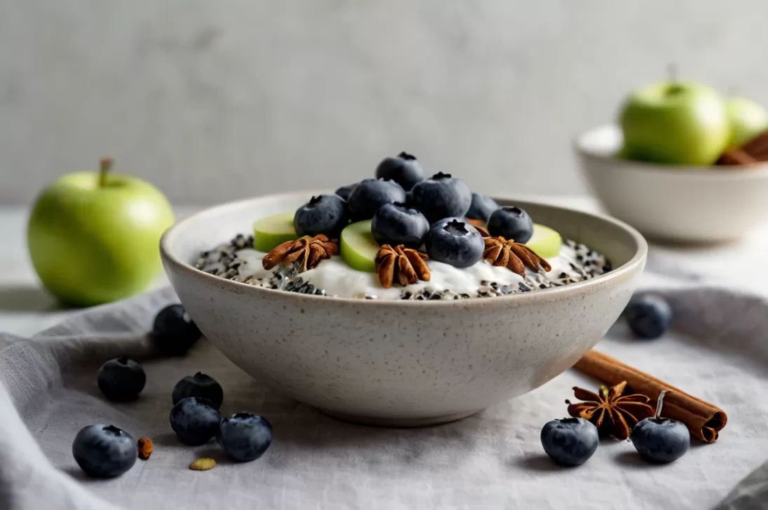 bowl de chia e iogurte