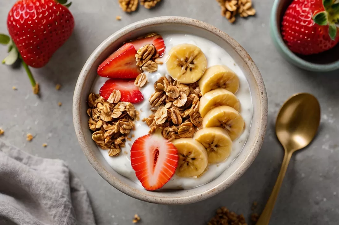 Iogurte de coco com mel e granola